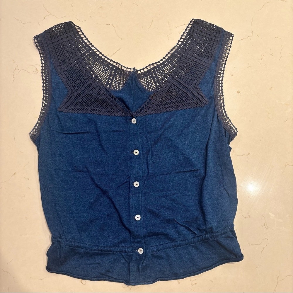Ralph Lauren Double RL - Navy Crochet Blouse